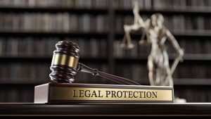 Gavel on a 'Legal Protection' nameplate, representing LLC liability protection